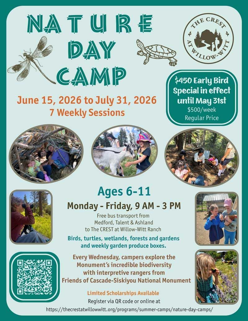 The Crest Nature Day Camps for Summer 2026 - 7 weekly sessions for ages 6-11