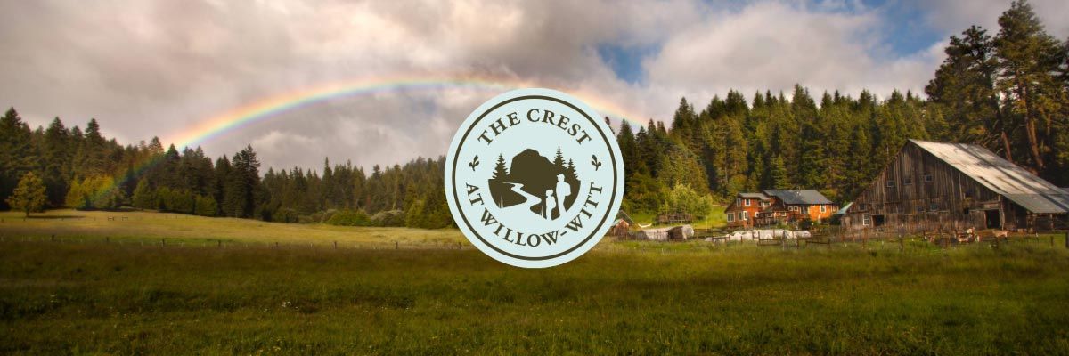 rainbow over Willow-Witt Ranch meadow and buildings