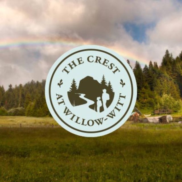 rainbow over Willow-Witt Ranch meadow and buildings