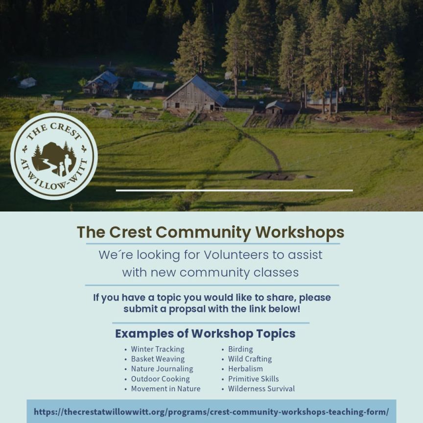 The Crest Community Workshops topics and call for volunteers and topic suggestions