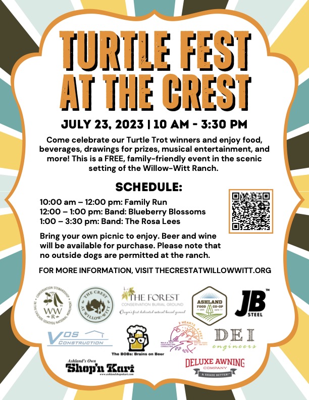 Annual Turtle Trot 5k trail race fundraiser and Turtle Fest at The Crest