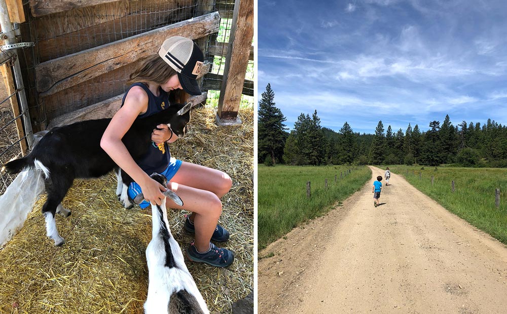 kids enjoy petting goats and hiking ranch trails