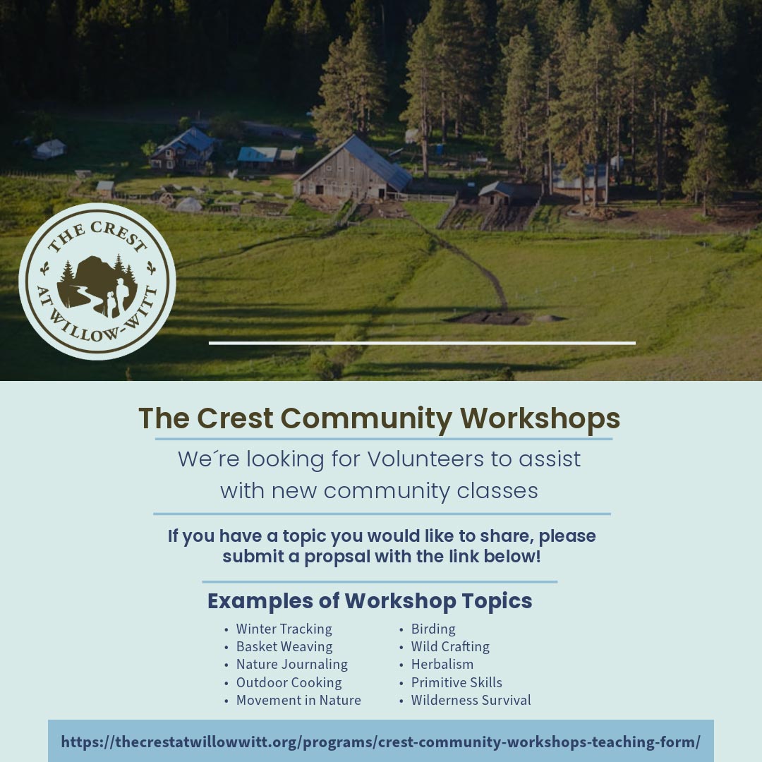 The Crest Community Workshops topics and call for volunteers and topic suggestions
