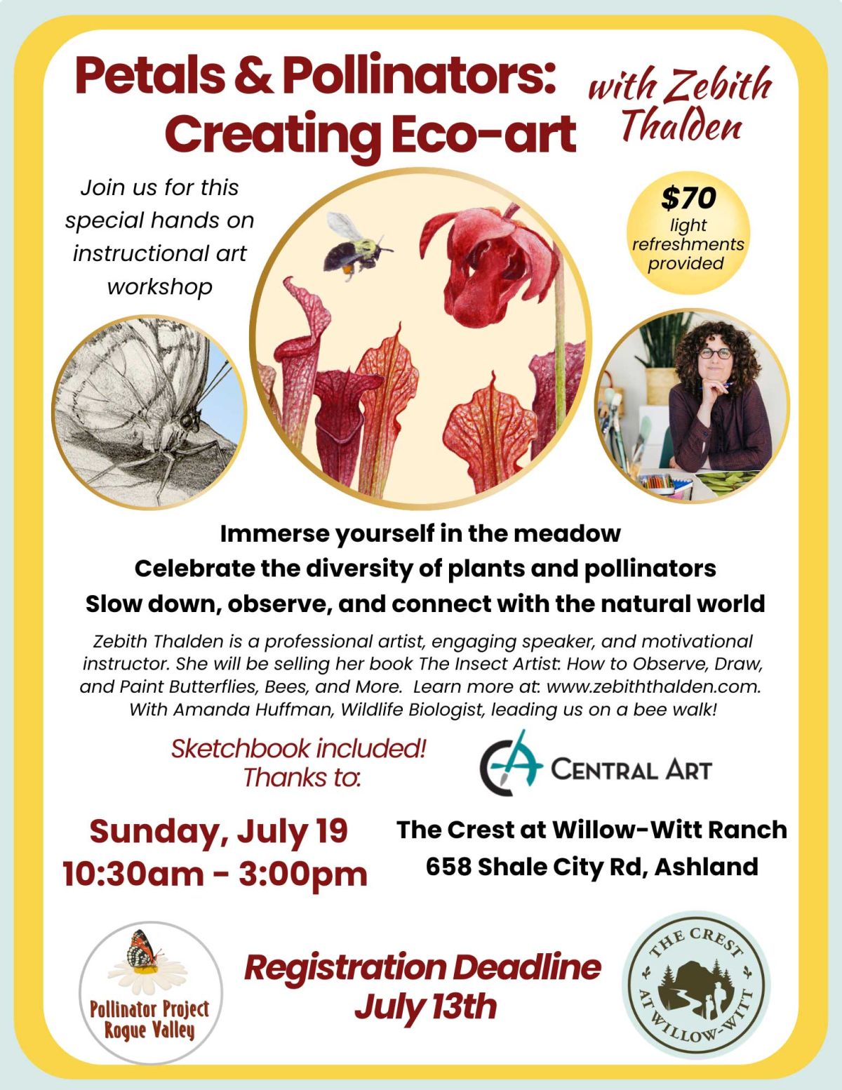 Petals & Pollinators Eco-Art Event at the Crest Sunday, July 19th