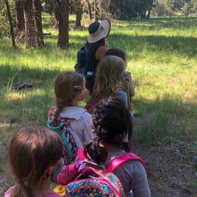 summer campers on walk around Willow-Witt Ranch
